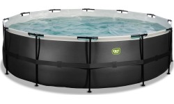 Viršžeminiai baseinai Exit: EXIT Black Leather pool ø488x122cm with sand filter pump - black
