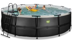 Viršžeminiai baseinai Exit: EXIT Black Leather pool ø488x122cm with sand filter pump - black
