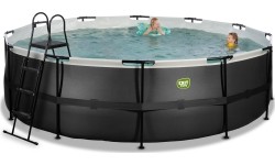 Viršžeminiai baseinai Exit: EXIT Black Leather pool ø488x122cm with sand filter pump - black