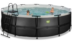 Viršžeminiai baseinai Exit: EXIT Black Leather pool ø488x122cm with sand filter pump - black
