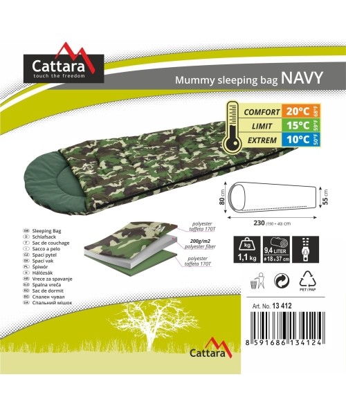 Sleeping Bags Cattara: Miegmaišis Cattara Navy +10 °C