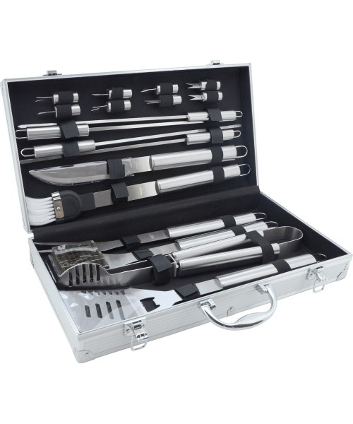 Grill Tools and Accessories Cattara: Grilio įrankių rinkinys Cattara – 18 vnt., aliumininis dėklas