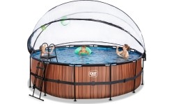 Above Ground Pools Exit: Baseinas EXIT Wood ø450 x 122 cm su stogeliu ir pompa su smėlio filtru
