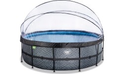Above Ground Pools Exit: Baseinas EXIT Stone ø450 x 122 cm su stogeliu ir pompa su smėlio filtru