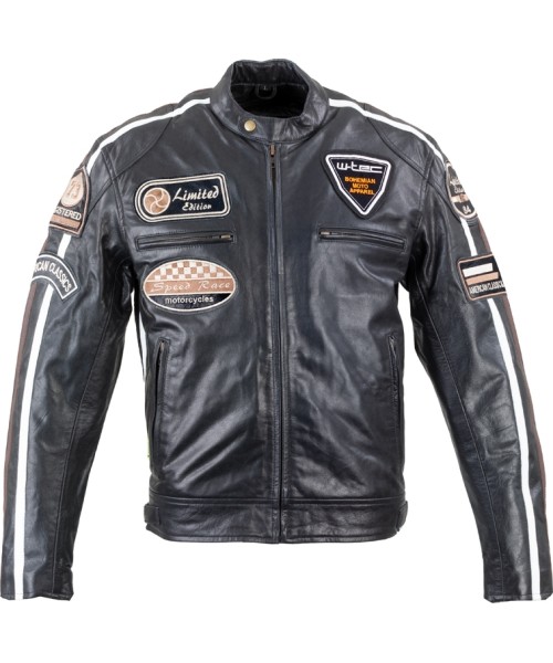 Men's Leather Motorcycle Jackets W-TEC: Vyriška odinė motociklininko striukė W-TEC Black Cracker