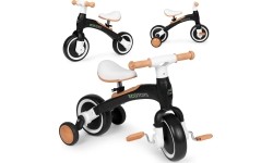 Vaikiški paspirtukai Eco Toys: Krosinis dviratis su pedalais - mokomieji šoniniai ratai 3in1 juodos spalvos ECOTOYS