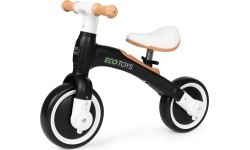 Vaikiški paspirtukai Eco Toys: Krosinis dviratis su pedalais - mokomieji šoniniai ratai 3in1 juodos spalvos ECOTOYS