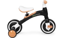 Vaikiški paspirtukai Eco Toys: Krosinis dviratis su pedalais - mokomieji šoniniai ratai 3in1 juodos spalvos ECOTOYS
