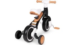 Vaikiški paspirtukai Eco Toys: Krosinis dviratis su pedalais - mokomieji šoniniai ratai 3in1 juodos spalvos ECOTOYS