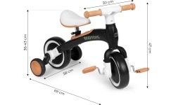 Vaikiški paspirtukai Eco Toys: Krosinis dviratis su pedalais - mokomieji šoniniai ratai 3in1 juodos spalvos ECOTOYS