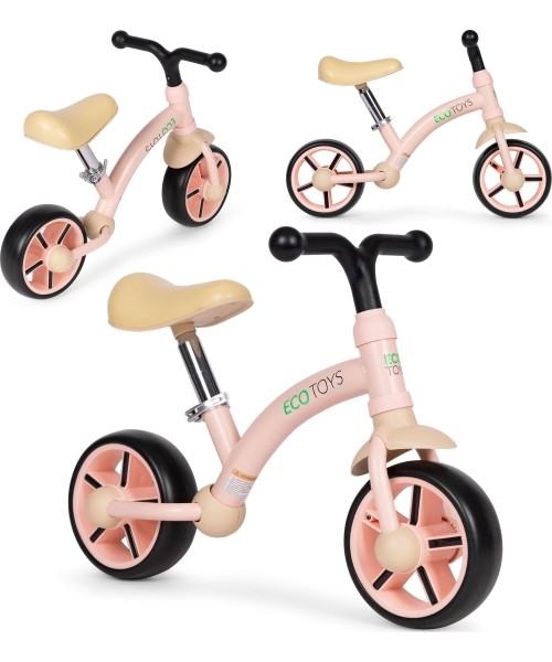 Children's Scooters Eco Toys: Vaikiškas krosinis dviratis EVA ratai reguliuojamas balnelis rožinis ECOTOYS