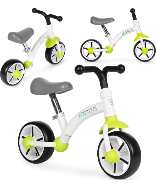 Children's Scooters Eco Toys: Vaikiškas krosinis dviratis su EVA ratukais, reguliuojamu balneliu, žalias ECOTOYS