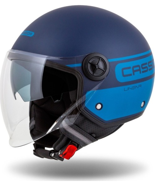 Scooter Helmets Cassida: Motorcycle Helmet Cassida Handy Plus Linear Pearl Matte Blue/Dark Blue