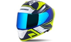 Full Face Helmets Cassida: Motociklininko šalmas Cassida Aero Drome Blue/Fluo Yellow/Light Blue/White Blue/White