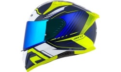 Full Face Helmets Cassida: Motociklininko šalmas Cassida Aero Drome Blue/Fluo Yellow/Light Blue/White Blue/White