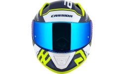 Full Face Helmets Cassida: Motociklininko šalmas Cassida Aero Drome Blue/Fluo Yellow/Light Blue/White Blue/White