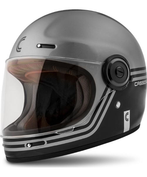 Full Face Helmets Cassida: Motociklininko šalmas Cassida Fibre Super Hooligan Black/Metallic Gray