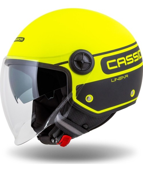 Scooter Helmets Cassida: Motociklininko šalmas Cassida Handy Plus Linear Pearl Fluo Yellow/Matte Black