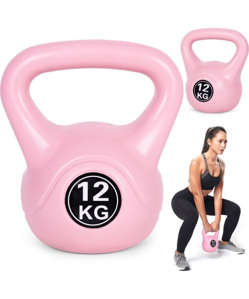 Aerobikos viniliniai ir neopreniniai hanteliai ModernHOME: Kettlebell kettle 12kg pratybų hantelis kamuolys fitneso svoris ro...