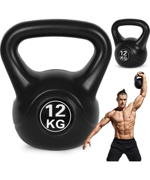 Aerobikos viniliniai ir neopreniniai hanteliai ModernHOME: Kettlebell kettle 12kg pratybų hantelis kamuolys fitneso svoris Mo...