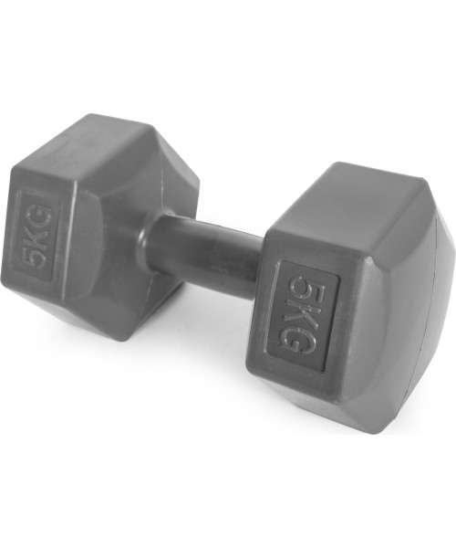 Dumbbells for Aerobics ModernHOME: Šešiakampių hantelių rinkinys 2x5 kg treniruočių svoriai fitneso svarmenys pilki ModernHome