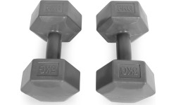 Dumbbells for Aerobics ModernHOME: Šešiakampių hantelių rinkinys 2x5 kg treniruočių svoriai fitneso svarmenys pilki ModernHome