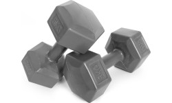 Dumbbells for Aerobics ModernHOME: Šešiakampių hantelių rinkinys 2x5 kg treniruočių svoriai fitneso svarmenys pilki ModernHome