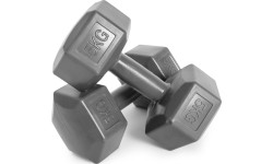 Dumbbells for Aerobics ModernHOME: Šešiakampių hantelių rinkinys 2x5 kg treniruočių svoriai fitneso svarmenys pilki ModernHome
