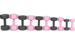 Dumbbells for Aerobics ModernHOME: Šešiakampių hantelių rinkinys 2x5 kg treniruočių svoriai fitneso svarmenys pilki ModernHome