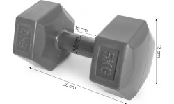 Dumbbells for Aerobics ModernHOME: Šešiakampių hantelių rinkinys 2x5 kg treniruočių svoriai fitneso svarmenys pilki ModernHome