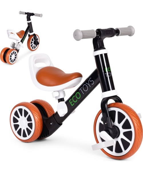 Vaikiški paspirtukai Eco Toys: Bėgimo dviratis su pedalais 2in1 juodas ECOTOYS