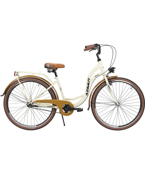 Dviračiai jaunimui ir suaugusiems : Dviratis AZIMUT Vintage 28" 3-speed 2023 cream-brown semi-matt