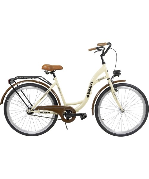 Dviračiai jaunimui ir suaugusiems : Dviratis AZIMUT Classic 26" 2023 cream