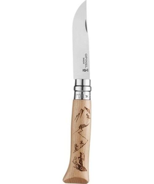 Hunting and Survival Knives Opinel: Pocket Knife Opinel Nr.8, Stainless Steel, Engraving Hiking