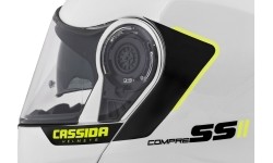 Moduliniai šalmai Cassida: Motorcycle Helmet Cassida Compress 2.0 Refraction White/Black/Fluo Yellow P/J