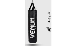 Bokso maišai Venum: Venum Challenger Heavy bag + Ceiling Hook - Black/White - Filled - 150cm