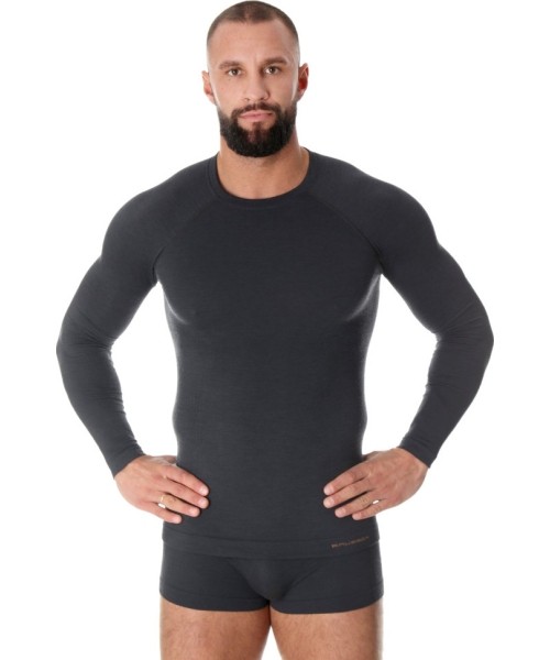 Marškiniai ilgomis rankovėmis Brubeck: Brubeck Termo Marškinėliai Vyrams Active Wool Black