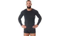 Marškiniai ilgomis rankovėmis Brubeck: Brubeck Termo Marškinėliai Vyrams Active Wool Black