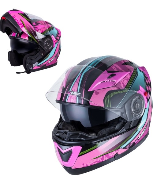 Moduliniai šalmai W-TEC: Apverčiamas motociklininko šalmas W-TEC Pezzon Magenta