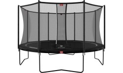 On-ground trampolines BERG: Batutas BERG Favorit Regular - 380cm, juodas, su apsauginiu tinklu Comfort