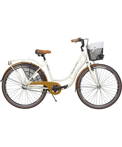 Dviračiai jaunimui ir suaugusiems : Dviratis AZIMUT Holland Retro 28" 3-speed 2023 cream shiny
