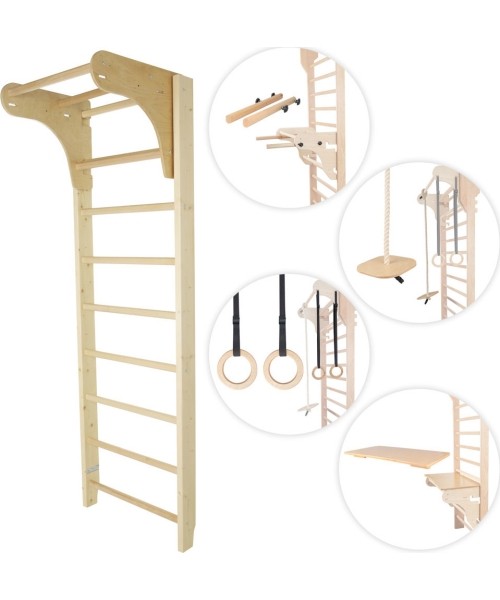 Švediškos sieneles inSPORTline: Gimnastikos sienelė su priedais inSPORTline Steadyline, 250x90cm