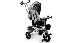 Vaikiški paspirtukai Eco Toys: 360° pilkasis "Delux" pasukamas triratukas su stogeliu ECOTOYS