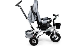 Vaikiški paspirtukai Eco Toys: 360° pilkasis "Delux" pasukamas triratukas su stogeliu ECOTOYS