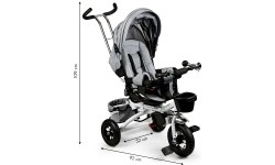 Vaikiški paspirtukai Eco Toys: 360° pilkasis "Delux" pasukamas triratukas su stogeliu ECOTOYS
