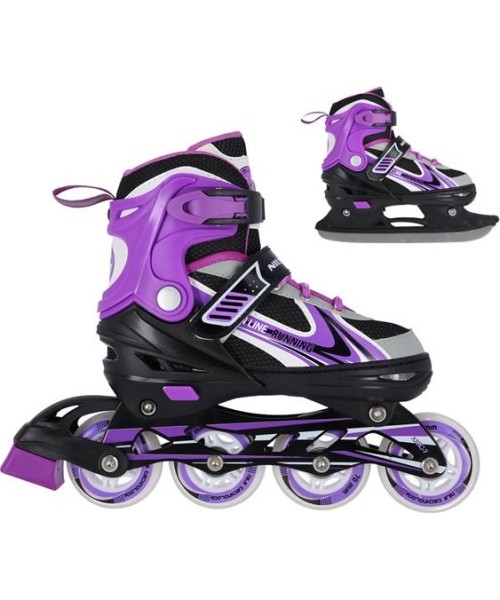Children's Skates 2in1 Nils Extreme: NH18188 2IN1 RIEDUČIAI / LEDO RITULIO PAČIŪŽOS