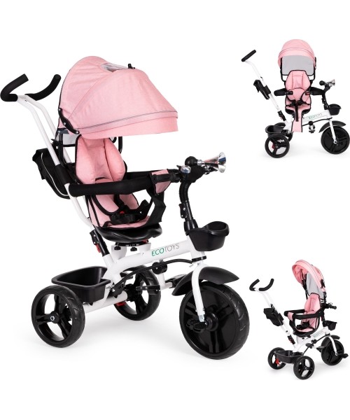 Children's Scooters Eco Toys: Tricycle tricycle stroller swivel seat 360* Pink ECOTOYS