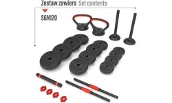 Keičiamo svorio hanteliai ir rinkiniai HMS: SGN120 PRO SET 6IN1 SVARMENŲ RINKINYS 20KG HMS