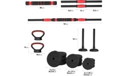 Keičiamo svorio hanteliai ir rinkiniai HMS: SGN120 PRO SET 6IN1 SVARMENŲ RINKINYS 20KG HMS