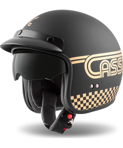 Atviro veido šalmai Cassida: Motociklininko šalmas Cassida Oxygen Rondo 2023 Black Matte/Gold